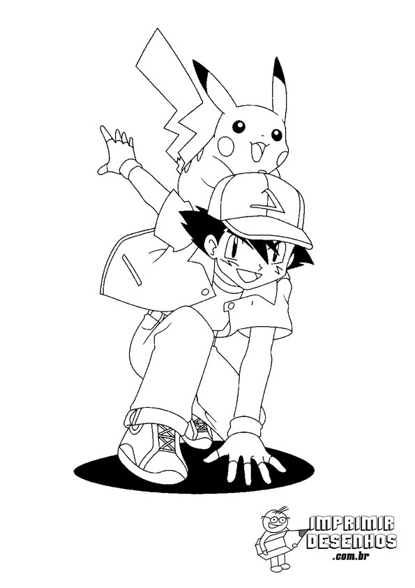 Ash e Pikachu para colorir - Imprimir Desenhos